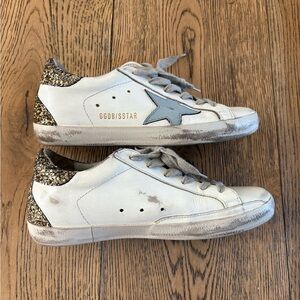Golden Goose White and Gray Sneakers